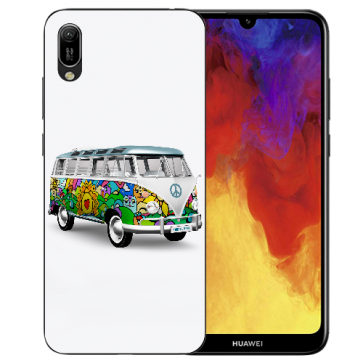 Huawei Y5 (2019) Silikon TPU Handy Hülle mit Bilddruck Hippie Bus