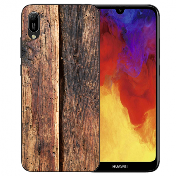 Huawei Y5 (2019) Silikon TPU Handy Hülle mit Bilddruck HolzOptik
