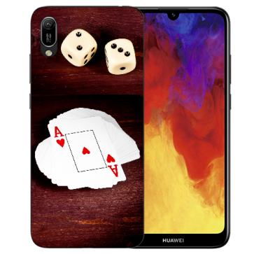 Huawei Y6 (2019) Silikon TPU Hülle mit Spielkarten-Würfel Bilddruck 