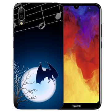 Huawei Y6 (2019) Silikon TPU Hülle mit Fledermaus-mond Bilddruck 