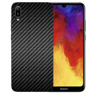 Huawei Y5 (2019) Silikon TPU Schutzhülle mit Carbon Optik Bilddruck 