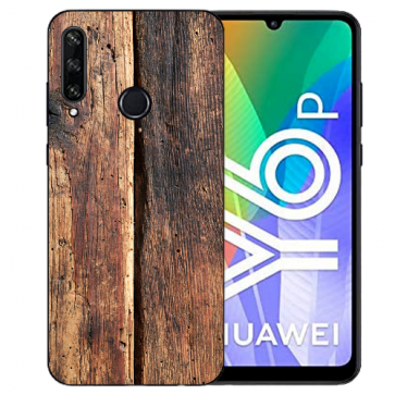 Huawei Y6P (2020) TPU Hülle mit Fotodruck HolzOptik Etui