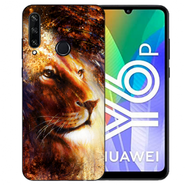 Huawei Y6P (2020) TPU Hülle mit Fotodruck Löwenkopf Porträt Etui