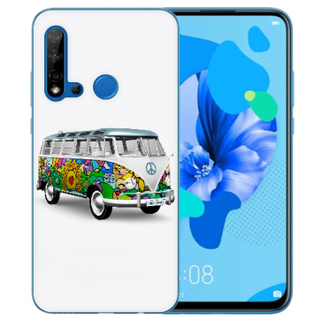Huawei P20 Lite 2019 Silikon TPU Hülle mit Bilddruck Hippie Bus