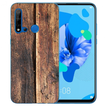 Silikon TPU Hülle mit Bilddruck HolzOptik für Huawei P20 Lite 2019