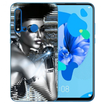 Huawei P20 Lite 2019 Schutzhülle Silikon TPU mit Bilddruck Robot Girl