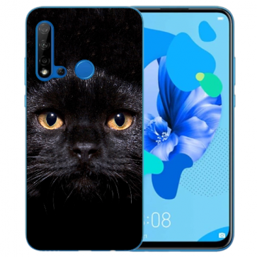 Silikon Schutzhülle TPU für Huawei P20 Lite 2019 mit Schwarz Katze Bilddruck