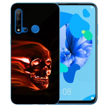 Huawei P20 Lite 2019 Silikon TPU Hülle mit Bilddruck Totenschädel Etui