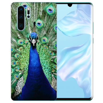 Silikon TPU Schutzhülle mit Bilddruck Pfau für Huawei P30 Pro