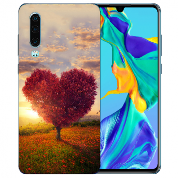 Huawei P30 Silikon TPU Handy Hülle mit Bilddruck Herzbaum