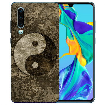 Huawei P30 Silikon TPU Handy Hülle mit Bilddruck Yin Yang