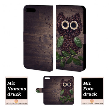 Handyhülle Tasche mit Kaffee Eule Foto Druck für iPhone 7 Plus Etui
