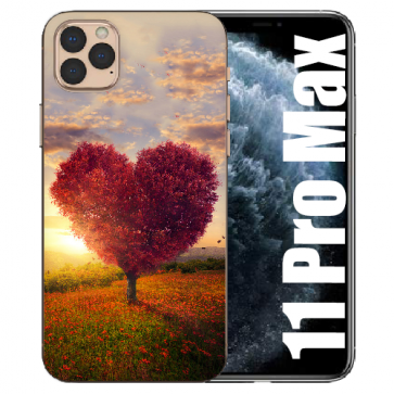 iPhone 11 Pro Max Handy Hülle Silikon TPU mit Bilddruck Herzbaum