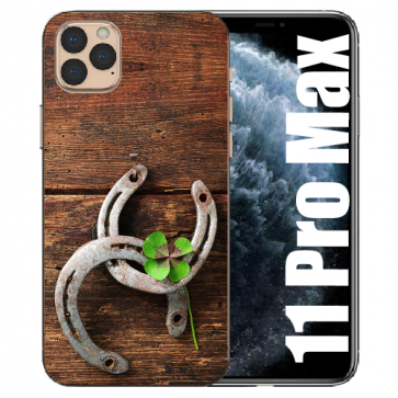 iPhone 11 Pro Max Handy Hülle Silikon TPU mit Bilddruck Holz hufeisen iPhone 11 Pro Max Handy Hülle Silikon TPU mit Bilddruck Holz hufeisen