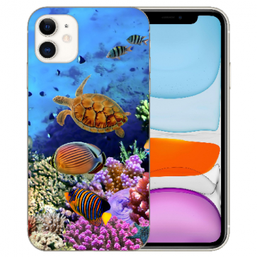 iPhone 11 Handy Hülle Silikon TPU mit Bilddruck Aquarium Schildkröten