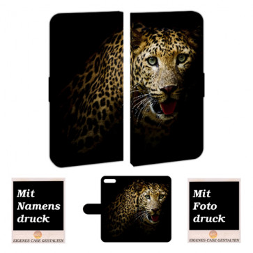 Handyhülle Tasche mit Leopard Foto Druck für iPhone 7 Plus Etui