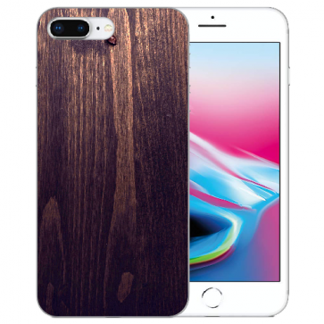 iPhone 7 +/ iPhone 8 Plus Handy TPU Hülle mit Fotodruck Holzoptik dunkelbraun