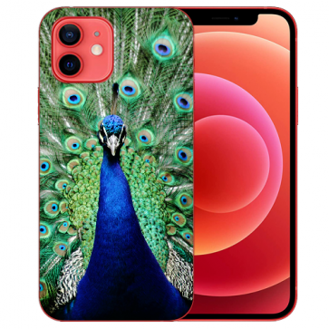 Silikon TPU Handy Hülle für iPhone 12 mit Pfau Bilddruck 