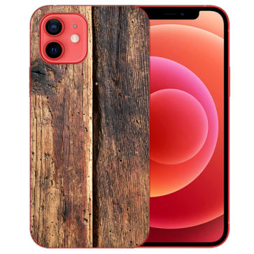 Silikon TPU Case Handyhülle mit Bilddruck HolzOptik für iPhone 12 