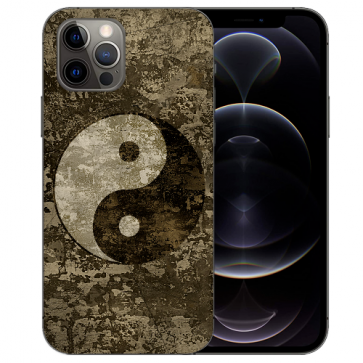 Handy Tasche mit Bilddruck Yin Yang für iPhone 12 Pro Max Etui