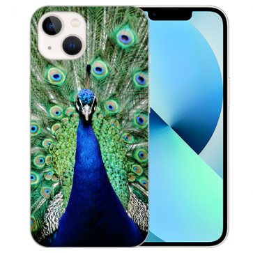 Schutzhülle Silikon TPU Cover Handyhülle für iPhone 14 Fotodruck Pfau