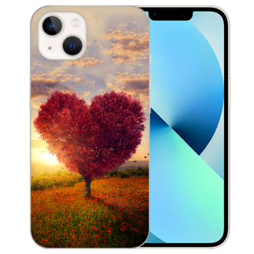 Silikon TPU Case Handyhülle für iPhone 13 mit Fotodruck Herzbaum