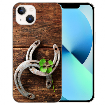 Silikon TPU Case Handyhülle für iPhone 13 Mini mit Fotodruck Holz hufeisen