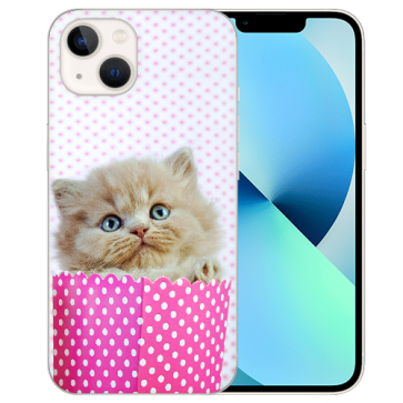 Personalisierte Silikon TPU Cover für iPhone 14 Plus Fotodruck Kätzchen Baby