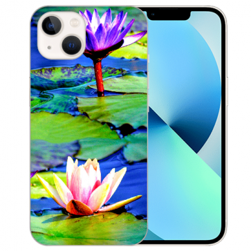 Silikon Schutzhülle Backcover TPU Lotosblumen Fotodruck für iPhone 14 Plus