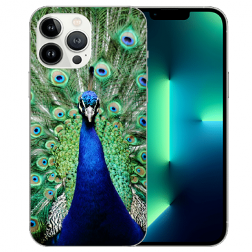  iPhone 13 Pro Handy Schutzhülle Silikon TPU mit Fotodruck Pfau