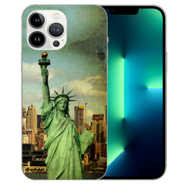 iPhone 13 Pro Handy Schutzhülle Silikon TPU mit Fotodruck Freiheitsstatue