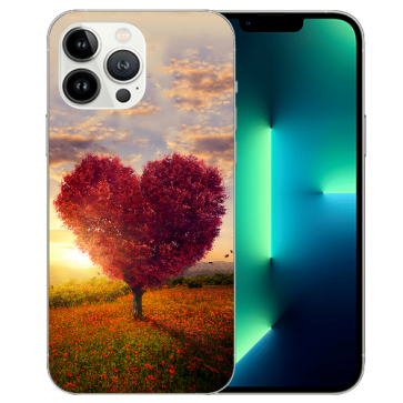 iPhone 13 Pro Max Schutzhülle Handy Silikon TPU mit Fotodruck Herzbaum