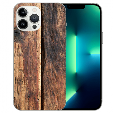  iPhone 13 Pro Handy Schutzhülle Silikon TPU mit Holzoptik Fotodruck 