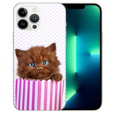 Personalisierte TPU Silikon für iPhone 14 Pro Kätzchen Braun Fotodruck Cover Case 