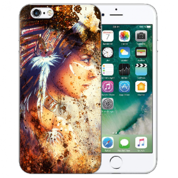 iPhone 6 / iPhone 6S Handy Silikon Hülle mit Bilddruck Indianerin Porträt