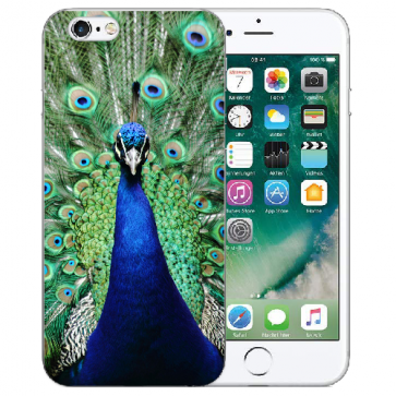 iPhone 6 / iPhone 6S Handy TPU Hülle mit Pfau Bilddruck Etui