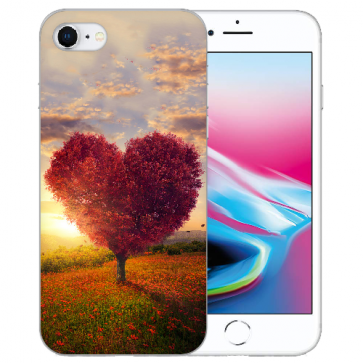 iPhone SE (2020) / (2022) Silikon TPU Handy Hülle mit Herzbaum Bilddruck 