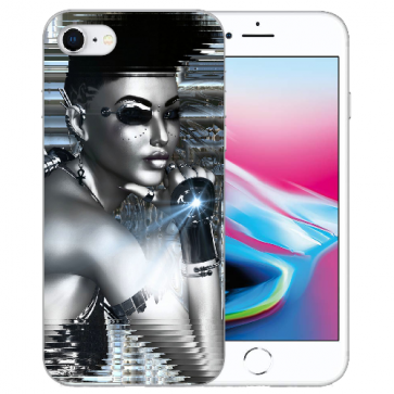 iPhone SE (2020) / (2022) Silikon TPU Hülle mit Robot Girl Bilddruck Case