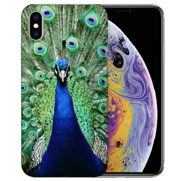 iPhone XS Max TPU Handy Hülle Tasche Hülle mit Pfau Fotodruck 