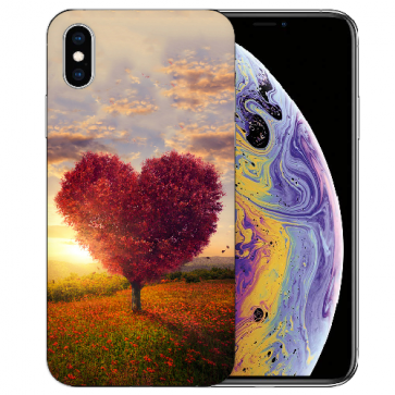 iPhone X / XS TPU Handy Tasche Etui mit Fotodruck Herzbaum