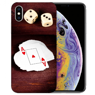 TPU Handy Hülle Tasche für iPhone XS Max mit Fotodruck Spielkarten-Würfel