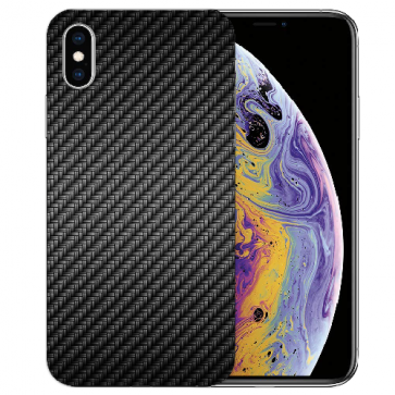 iPhone X / XS TPU Handy Tasche Etui mit Fotodruck Carbon Optik