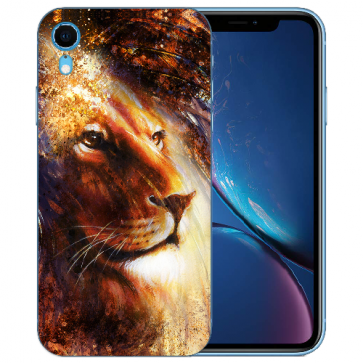 TPU Handy Hülle Silikon Case mit für iPhone XR Bilddruck LöwenKopf Porträt