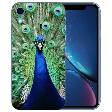 TPU Handy Hülle Silikon für iPhone XR mit Pfau Bilddruck 