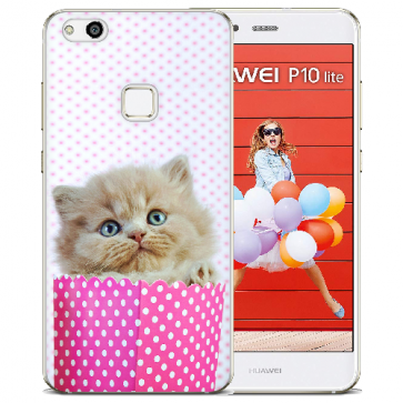 Huawei P10 Lite TPU Silikon Hülle mit Bilddruck Kätzchen Baby  