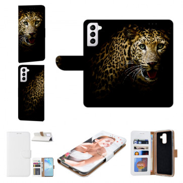 Handy Hülle Tasche mit Leopard Fotodruck für Samsung Galaxy S21
