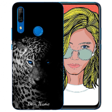 Huawei P Smart Z Silikon TPU mit Bilddruck Leopard mit blauen Augen