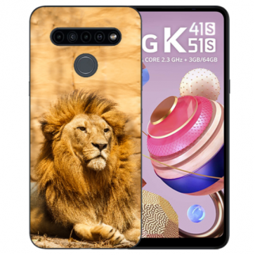 Silikon TPU Schutzhülle für LG K41s mit Löwe Bild Namendruck 