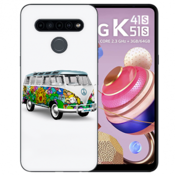 LG K51s Silikon TPU Case Handyhülle mit Fotodruck Hippie Bus