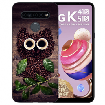 TPU Silikon Case Handyhülle für LG K41s mit Fotodruck Kaffee Eule 